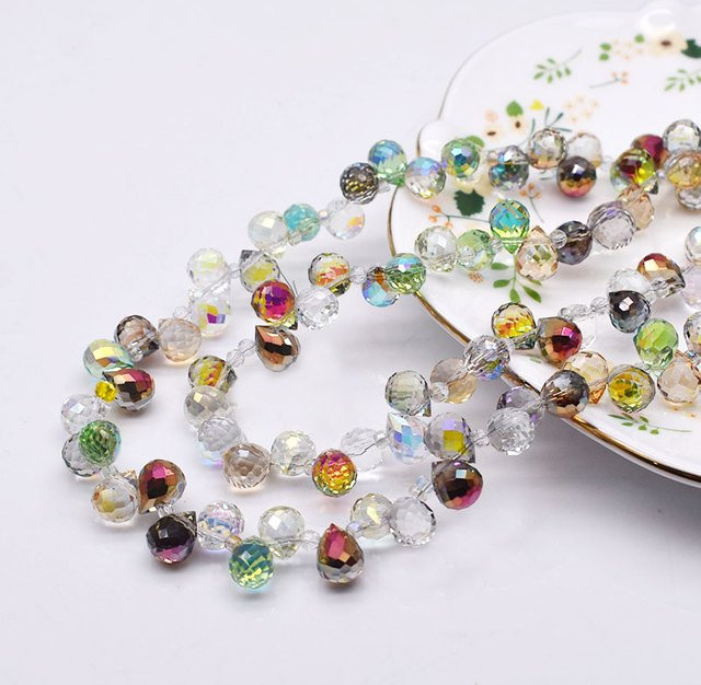 YanQi Perlen Kristallglas, Mischfarbe, 8x10mm, Unisex - Bild 1