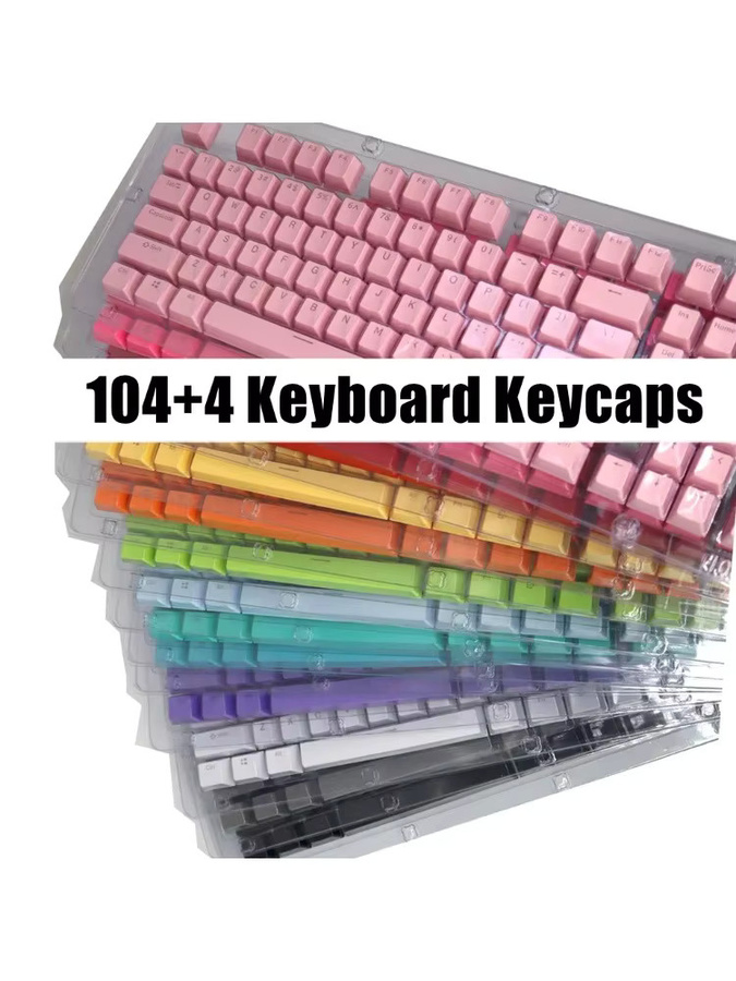 Oeny 104 Stück universelle mechanische Tastatur-Tastenkappen in Schwarz, ergonomische Ersatz-Tastenkappen für Cherry MX mechanische Tastaturen mit Hintergrundbeleuchtung - Bild 4