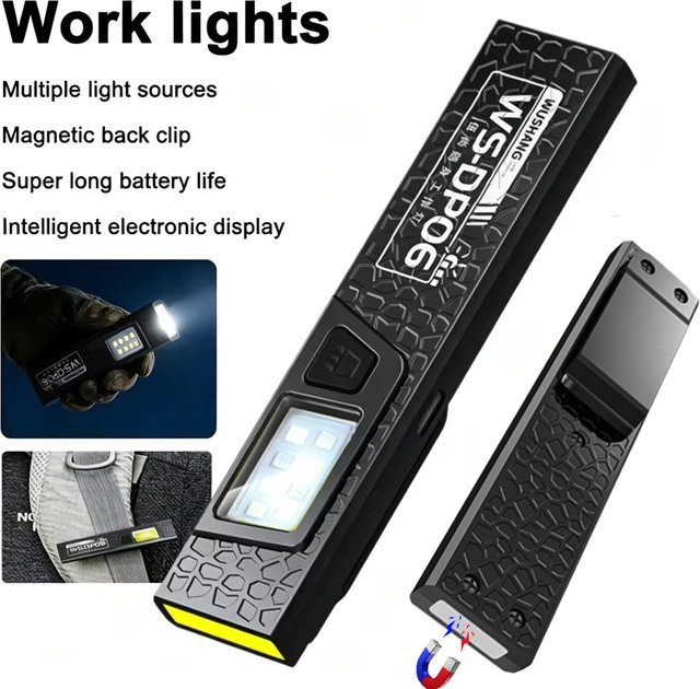 Heinast LED COB Taschenlampe mit Magnet, wiederaufladbar, 550 Lumen, Schwarz - Bild 1