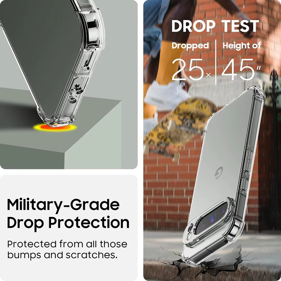 Stoßfeste Silikonhülle in Militärqualität für Google Pixel 10 Pro XL 10A 9 9A 8 8A 7 7A 6 6A in Transparent - Bild 2