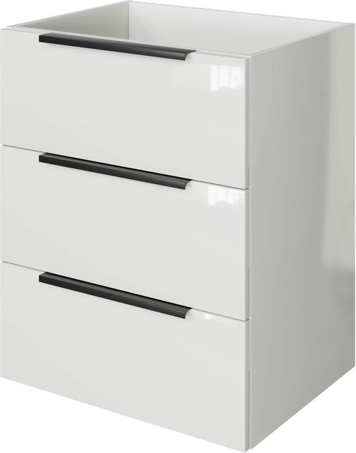 Pelipal Waschbeckenunterschrank Quantum 07 in Schneeweiß Glanz mit 3 Auszügen, Breite: 59 cm, Höhe: 72 cm, Tiefe: 42,9 cm - Bild 1