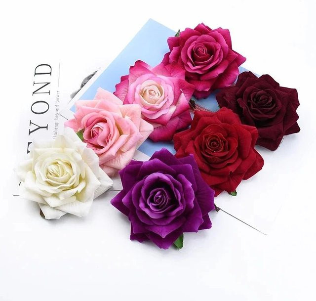 Künstliche Rose in Mehrfarben für Garten, Tischdekoration und DIY-Hochzeitsfloristik, Höhe: 10 cm - Bild 1