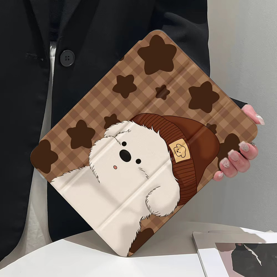 Samsung Tablet Schutzhülle mit Brown-hatted Bear Design für Tab A9 A11 Plus S9 Plus S9 FE Plus S10 Plus S7 Plus S8 Plus A8 S7 FE S6 Lite in Braun - Bild 2