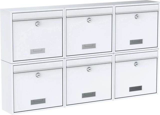 BASI Briefkasten Set Basi 6x BK 900 aus Stahl in Weiß - Bild 1