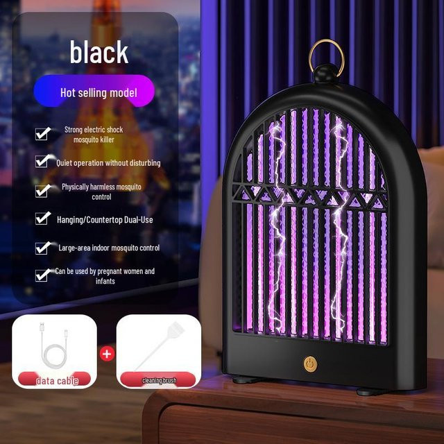 HomeHarmony Elektrischer 3-in-1 Mückenschläger und Locklampe mit Lithiumbatterie, Schwarz - Bild 1
