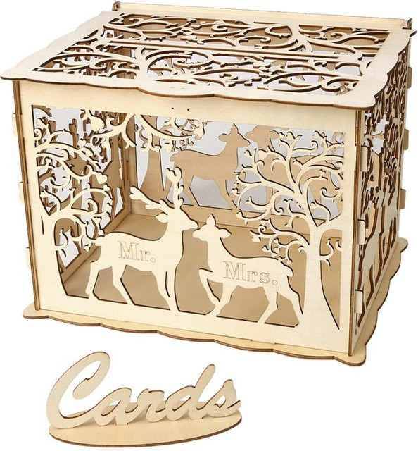 CosyHome Rustikale DIY Hochzeitskartenbox aus Holz in Beige - Bild 1
