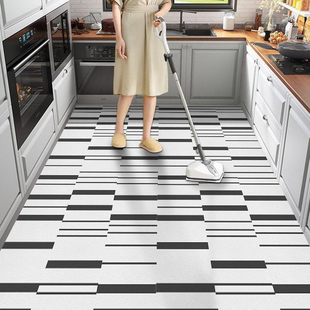 BC-Warm Home Küchenmatte Weiß, Rutschfester und Wasserfester Teppich mit geometrischem Design, B/L: 50 x 120 cm - Bild 1