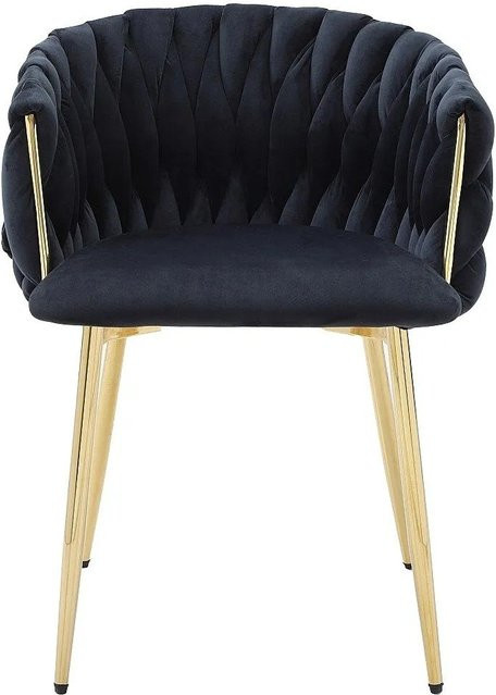 Vente-unique Elegano Stuhl in Schwarz aus Samt und Metall im Art Deco Stil, Höhe: 57 cm - Bild 1