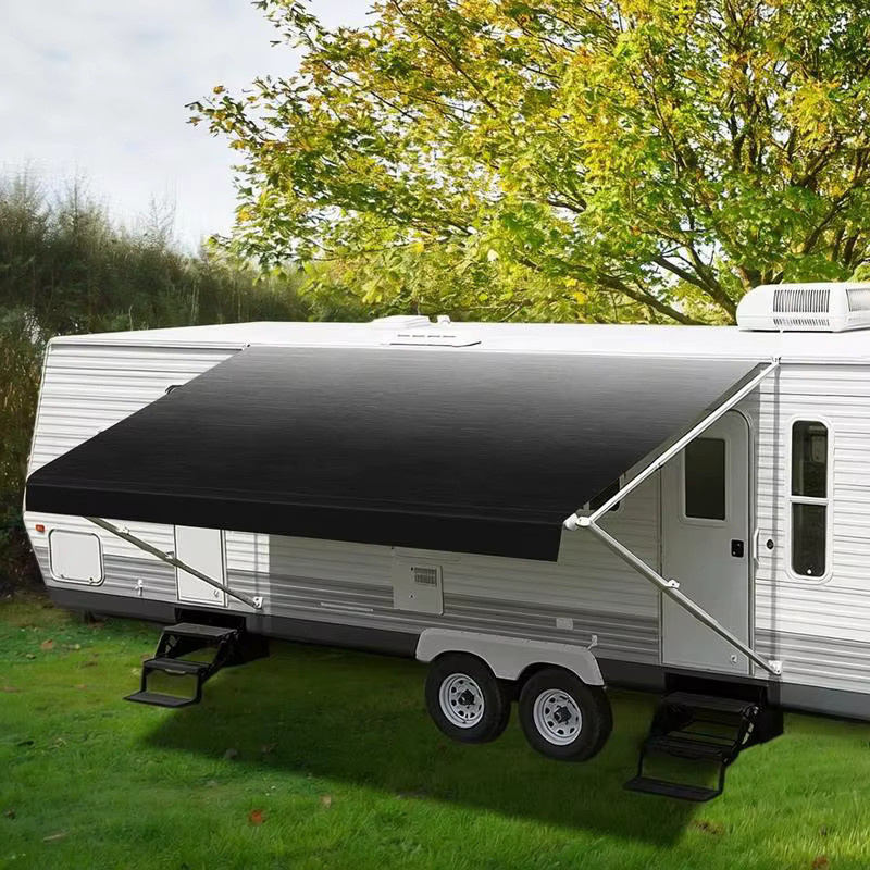 Wohnwagen-Vordach Outdoor-Campingplane in Grau mit Kohle-Farbverlauf, wasserdichter Sonnenschutz aus PVC-beschichtetem Vinyl, B: 524 cm, T: 240 cm - Bild 2