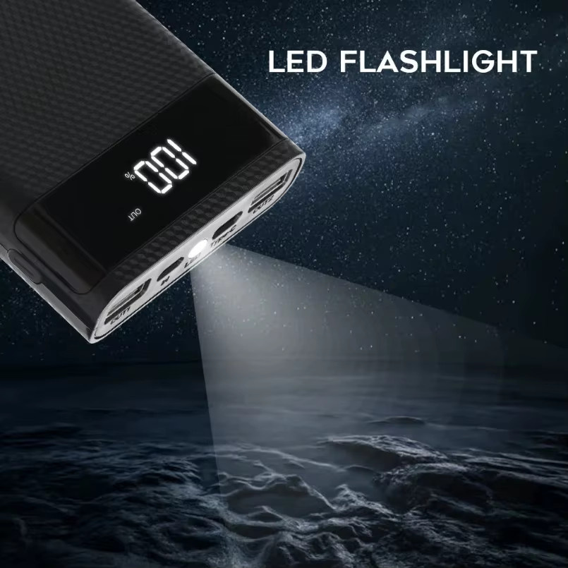 VIKEFON DIY Power Bank Gehäuse für 4x 18650 Li-Ion Akkus mit Dual USB und Typ C Anschluss in Schwarz - Bild 3