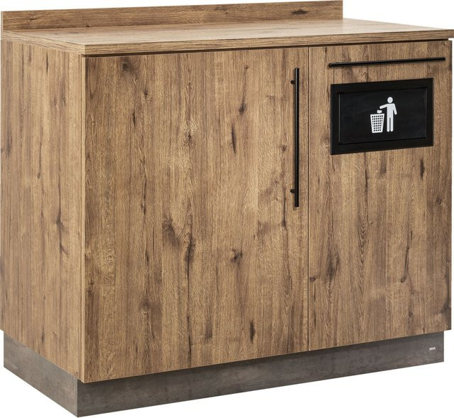 VEGA Servicestation Baristo Basic mit Abfallsystem in Eiche Antik mit schwarzen Griffen, B/T/H: 110 x 61 x 99,5 cm - Bild 1