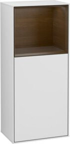 V&B Finion Seitenschrank mit LED-Beleuchtung und Glasfachboden, Walnuss und Weiß, B: 41,8 cm, H: 93,6 cm - Bild 1