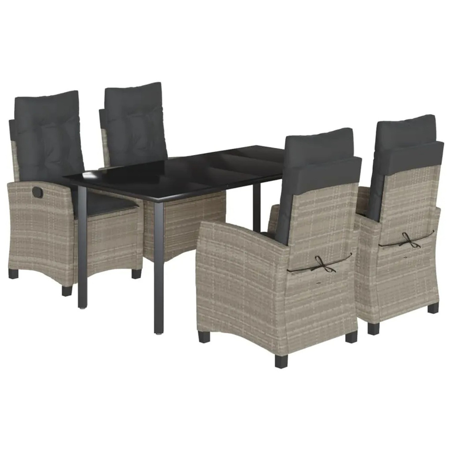 vidaXL 5-teilige Garten-Essgruppe aus Poly Rattan mit Kissen und Glastisch in Anthrazit - Bild 2