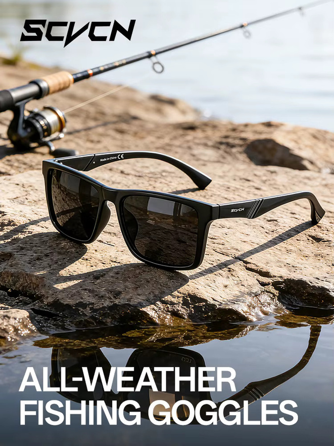SCVCN Sonnenbrille, Vollrand, Square, Kunststoff, Schwarz, Unisex, polarisiert - Bild 5