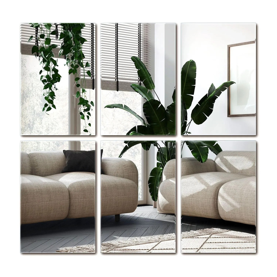 Wallfluent Spiegelkacheln Set, 6 Stück, rechteckig, B: 20 cm, H: 30 cm, transparent und selbstklebend - Bild 2