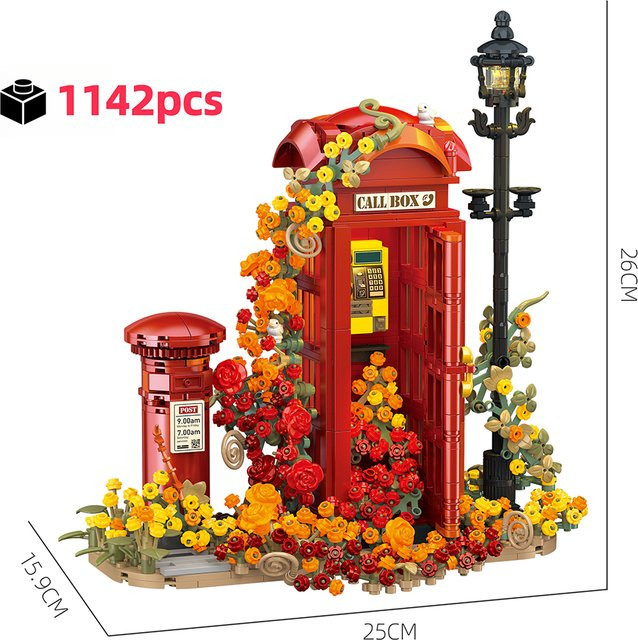 FUNXINEE Retro Telefonzelle Bausteine Architektur, 1142 Teile - Bild 1