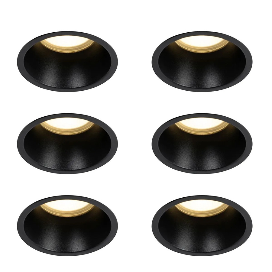 QAZQA Set mit 6 schwarzen Einbauleuchten GU10, IP44, modern, Downlight für Badezimmer, Küche und Wohnzimmer - Bild 2