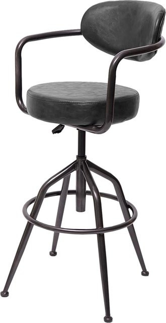 PROREGAL Barhocker Industrial im Vintage-Stil mit Lehne, höhenverstellbar, Grau, Sitzhöhe: 66-76 cm - Bild 1