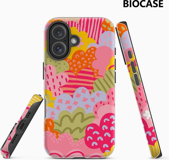 Bunte florale Patchwork-Handyhülle von Potdemiel für iPhone mit doppellagiger Rückseite, Multicolor - Bild 1