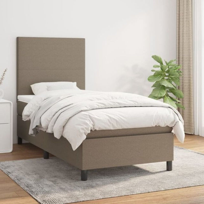 vidaxl Boxspringbett mit Matratze in Taupe meliert aus Stoff, B/T/H: 200 x 80 x 118 cm - Bild 1