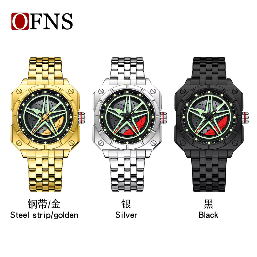 OFNS Armbanduhr, Quarz, Edelstahl, Silber, Herren, Eckig - Bild 4