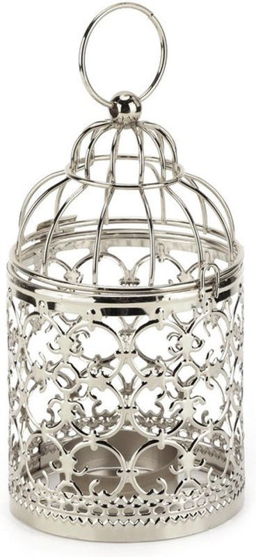 Tooarts Vintage Kerzenhalter im Vogelkäfig-Design aus Metall in Silber für Teelichter, B/T/H: 7,8 x 7,8 x 14,8 cm - Bild 1