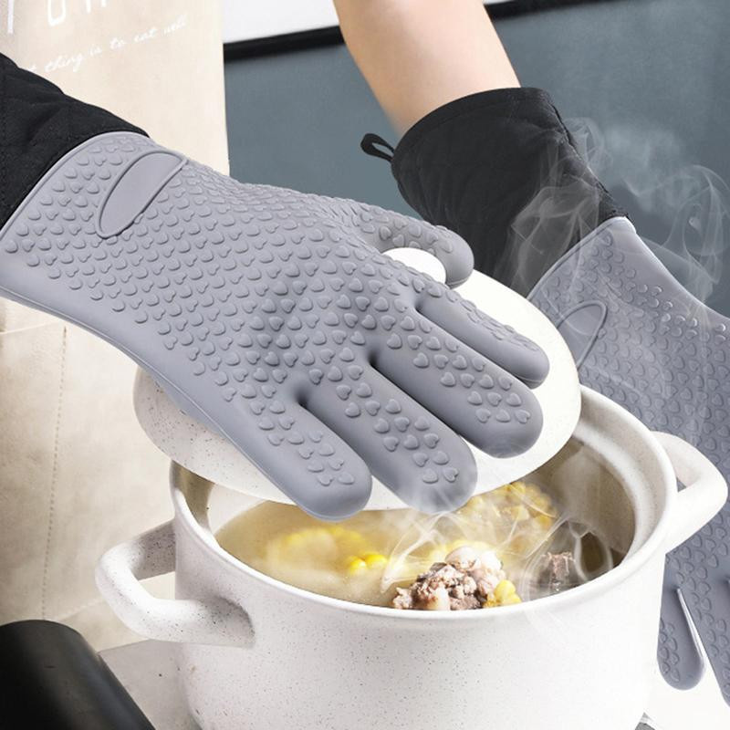 Hitzebeständige Silikon Mikrowellenhandschuhe und Grillhandschuhe von Wipon in Schwarz oder Rot - Bild 2
