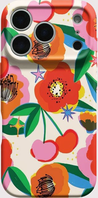 Handyhülle mit buntem Blumen- und Kirschblütenmuster für Apple iPhone Modelle, harte PC-Stoßfängerhülle, Multicolor - Bild 1