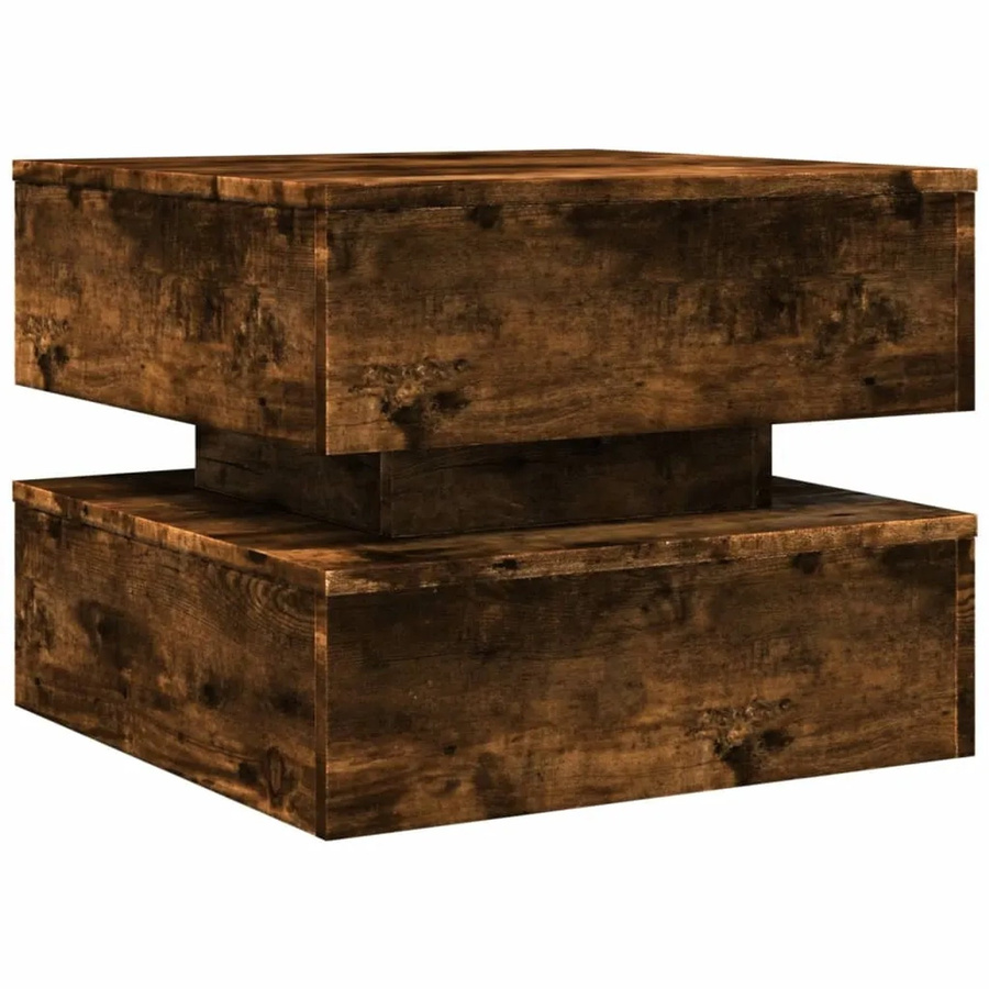vidaXL Couchtisch mit LED-Leuchten in Räuchereiche, modern und quadratisch, B/T/H: 50 x 50 x 40 cm - Bild 2