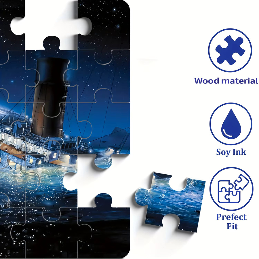 Titanic Sinking Puzzle, Nachtszene mit Eisberg und Sternenhimmel, 1000/500 Stück - Bild 5