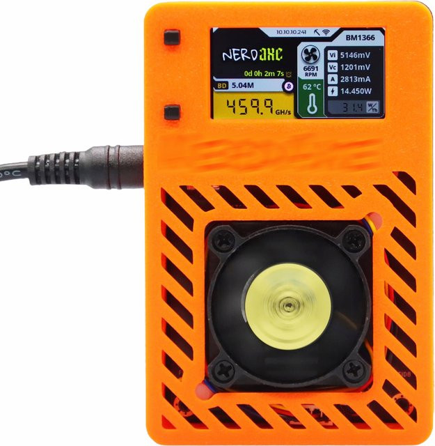 Nerdaxe Bitaxe Ultra BM1366 Open Source Bitcoin Miner in Orange mit Netzteil (500gh/s, 12W) - Bild 1