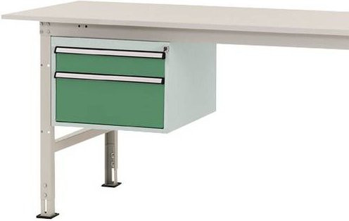 Manuflex PACKPOOL Gehäuse-Unterbau AS0003.6011 in Grün-Weiß mit 2 Schubfächern, Nutzhöhe: 300 mm, für Tischtiefe: 800 mm - Bild 1
