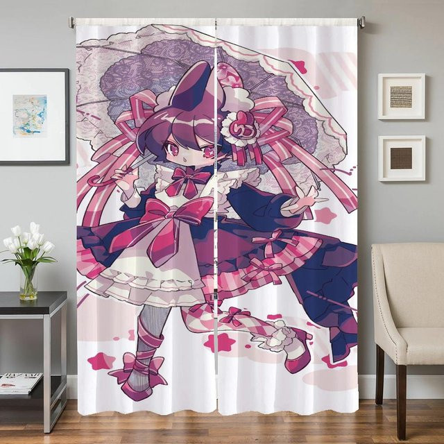 2er-Set Küchenvorhänge und Türvorhänge von Household supplies MH in Pink, semi-transparent, Breite: 50 cm, Höhe: 70 cm - Bild 1