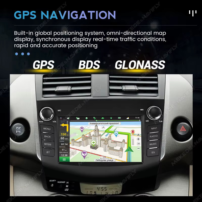 STRONGNAVI Carplay+ Multimedia Autoradio mit 7 Zoll Display für Toyota RAV4 2006-2012, GPS-Navigation, FM Audio, 2 Din Stereo-Headunit, Schwarz - Bild 6