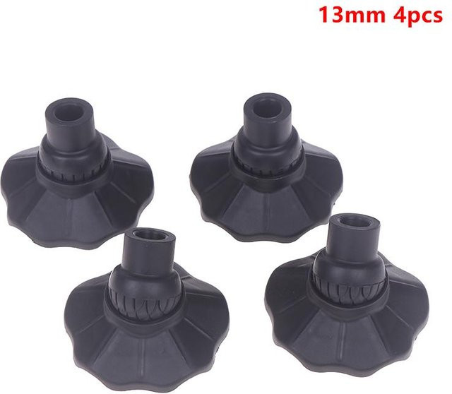 4 Stück Hayhgtt Beinkappen für Campinghocker und Angelstühle aus Kunststoff, rutschfest, Farbe: Schwarz, Durchmesser: 13 mm, 15 mm, 16 mm - Bild 1