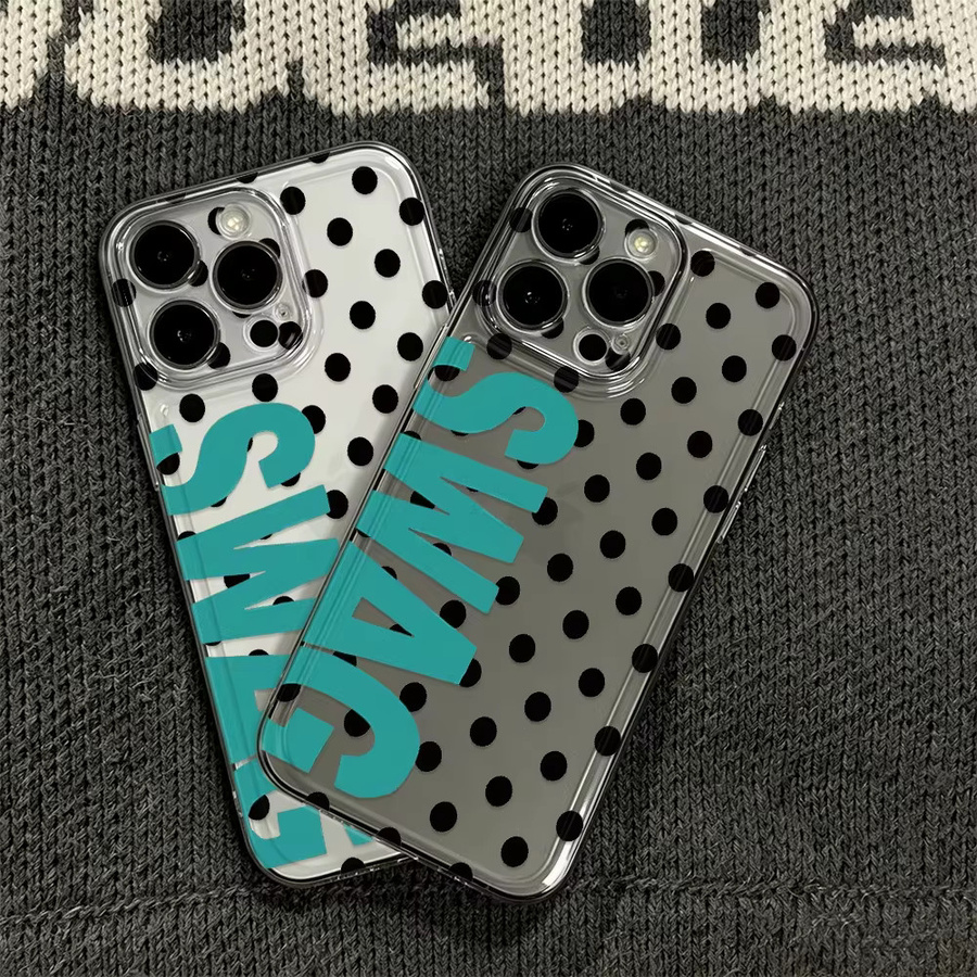 Transparente Silikonhülle mit schwarzem Polka Dot SWAG Muster für iPhone Modelle von 11 bis 17 Pro Max von SKCCM - Bild 2