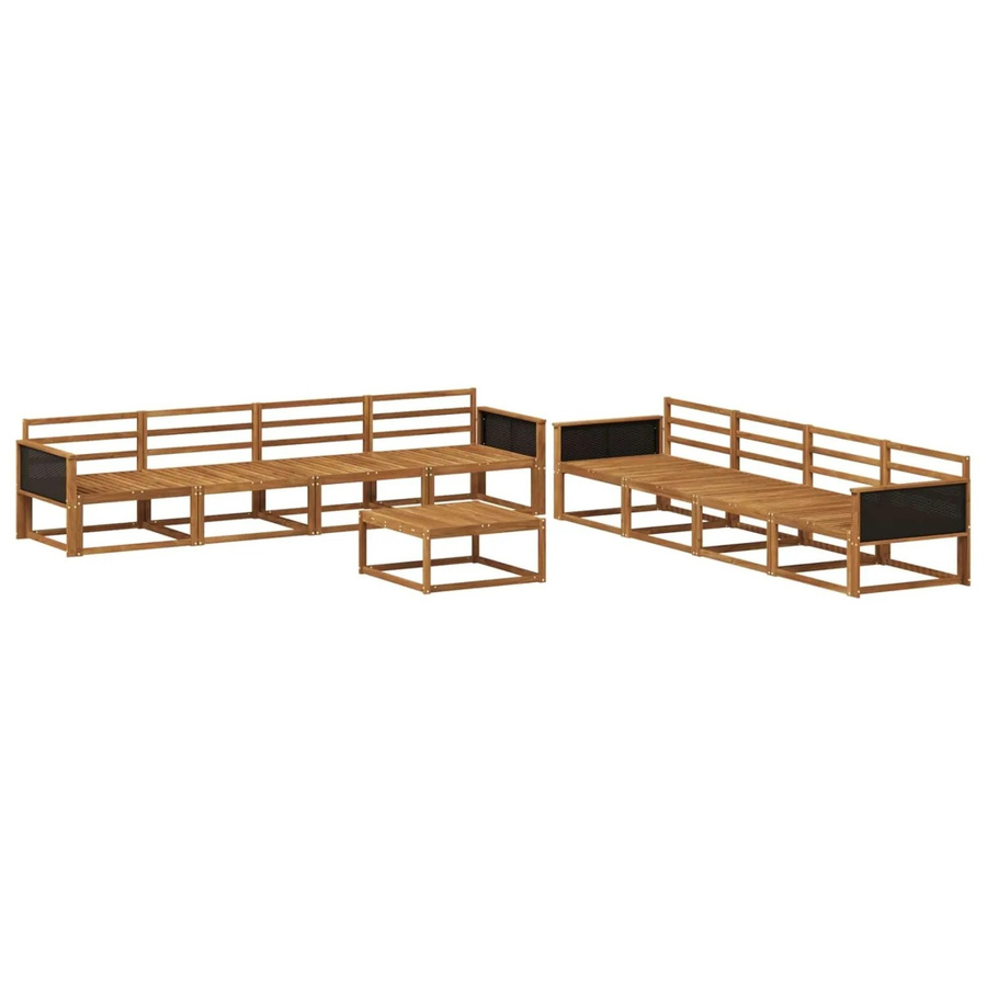 vidaXL Outdoor-Sofagarnitur aus Massivholz Akazie in Braun, 9-teiliges L-Shape Set mit Tisch und Armlehnen - Bild 2