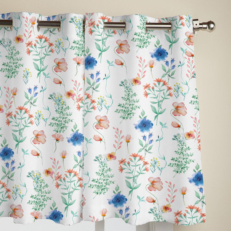 Super Six Fenstervorhang mit floralem Pflanzenmuster in Grau, semi-transparent, B: 135 cm, H: 60 cm - Bild 3