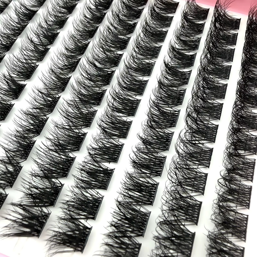 JIEFUXIN Wimperncluster, 120 Stück, 8–16 mm, Black, D-Locken, Natürlich - Bild 3