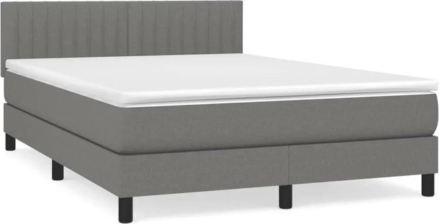 vidaXL Boxspringbett mit Matratze Hybrid-Design in Dunkelgrau, B/T: 140 x 200 cm - Bild 1