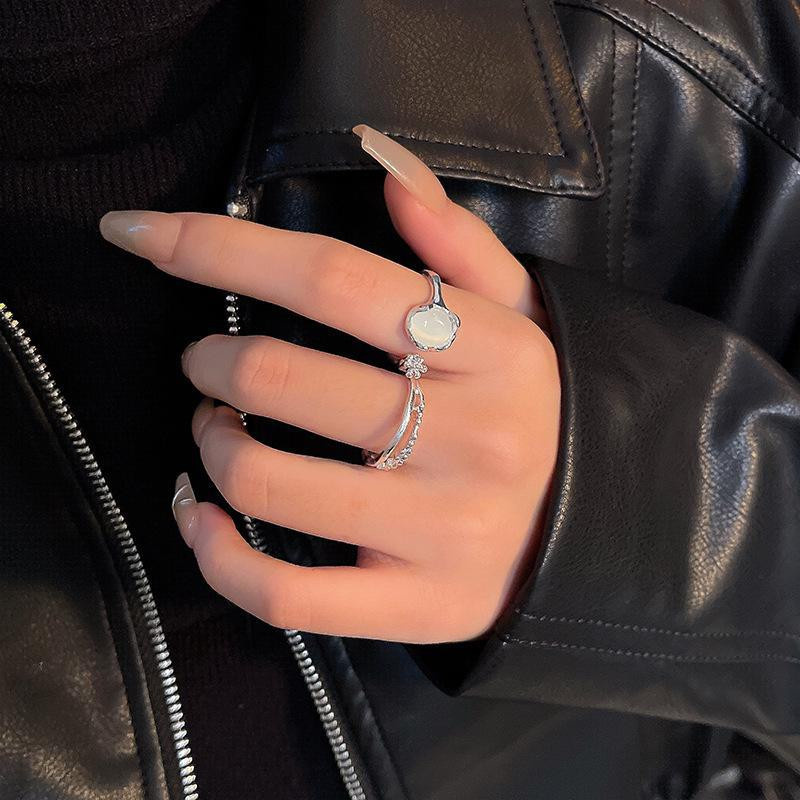 Offener Ring Mondstein, Silber, Kupfer, Damen - Bild 1
