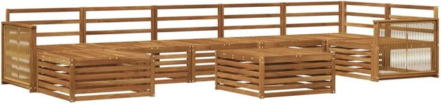 vidaXL Outdoor-Sofagarnitur aus Akazienholz in Braun, 8-teiliges L-Shape Set mit Tisch und Polstern - Bild 1