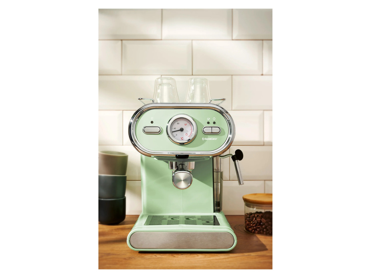 SILVERCREST Espressomaschine SEM 1100 E1 in Grün mit Dampflanze und Heißwasserfunktion - Bild 2