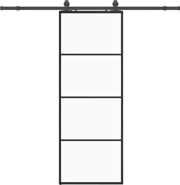 vidaXL Schiebetür aus ESG-Glas in Schwarz mit Beschlag, B: 76 cm, H: 205 cm - Bild 1