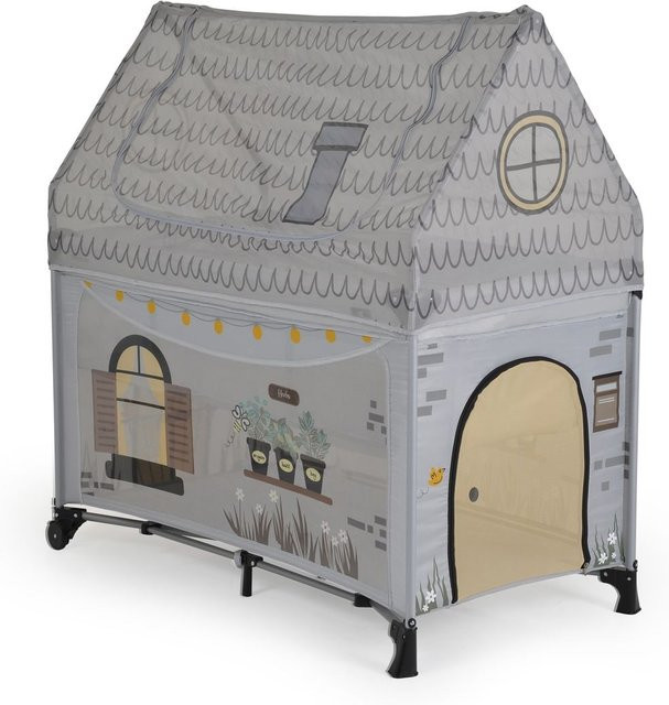 Cangaroo 2 in 1 Reisebett und Spielhaus mit zwei Ebenen und Matratze, grau - Bild 1