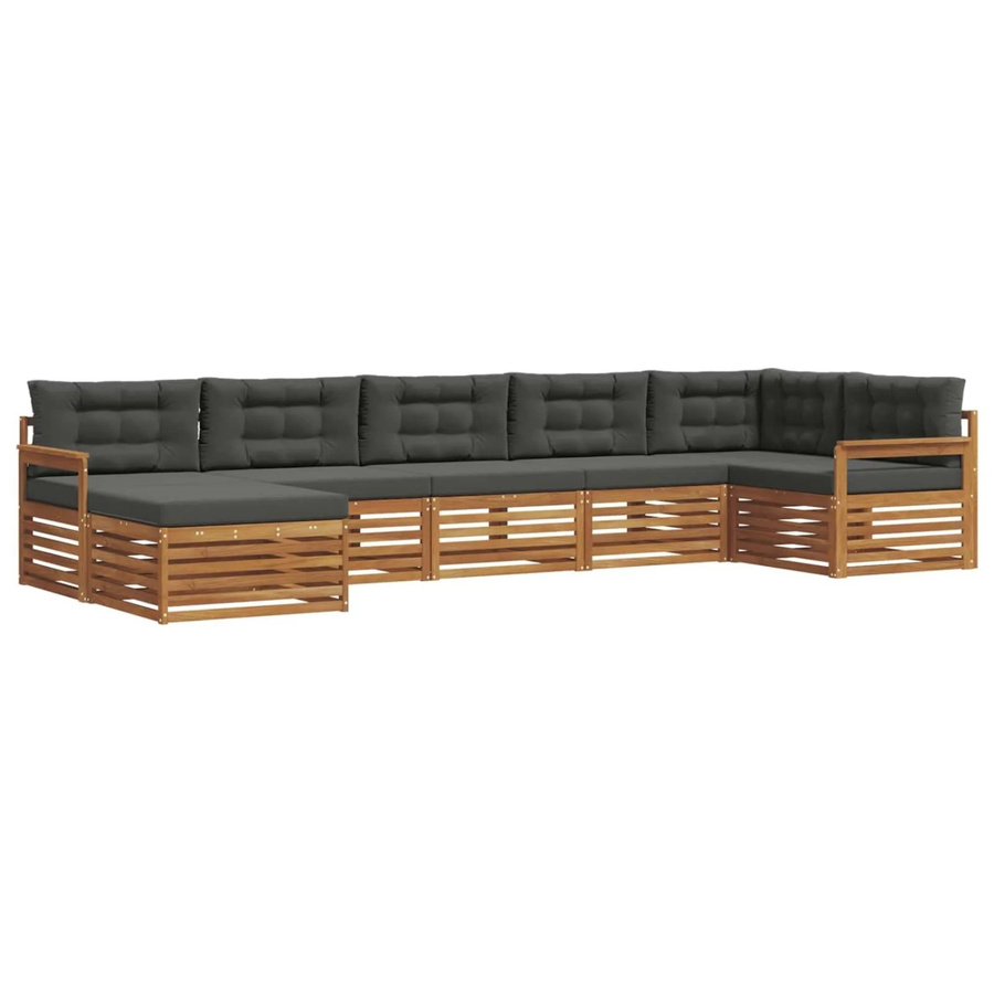 vidaXL Sofagarnitur 7-teilig aus Massivholz Akazie in Natur und Anthrazit mit L-Form und Latten-Design - Bild 2