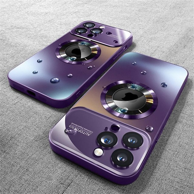Reggo Luxus Handyhülle für iPhone 15 Plus in Violett mit Titanium Metallic Matt Optik, MagSafe kompatibel und Glas Linsenschutz - Bild 1