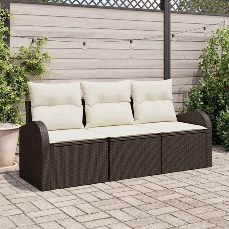 Vidaxl Garten-Sofa-Set aus Poly-Rattan mit 3 Teilen in Braun und Weiß - Bild 1
