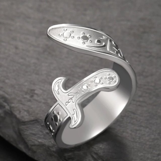 Dawapara Ring, Edelstahl, Silber, Verstellbar, Unisex - Bild 1
