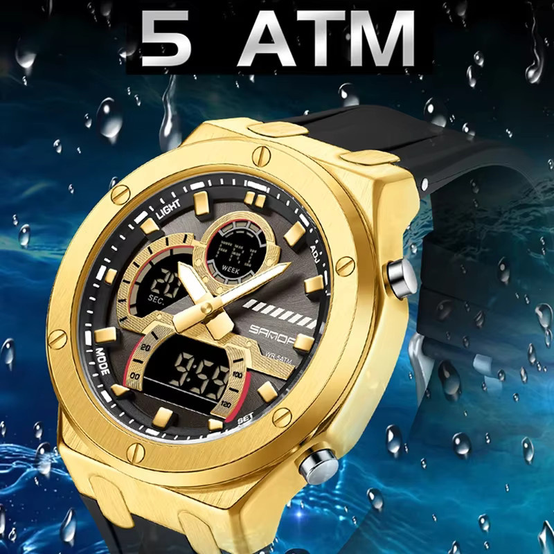 SANDA Armbanduhr, Messing, Schwarz, Analog-Digital, Herren - Bild 3